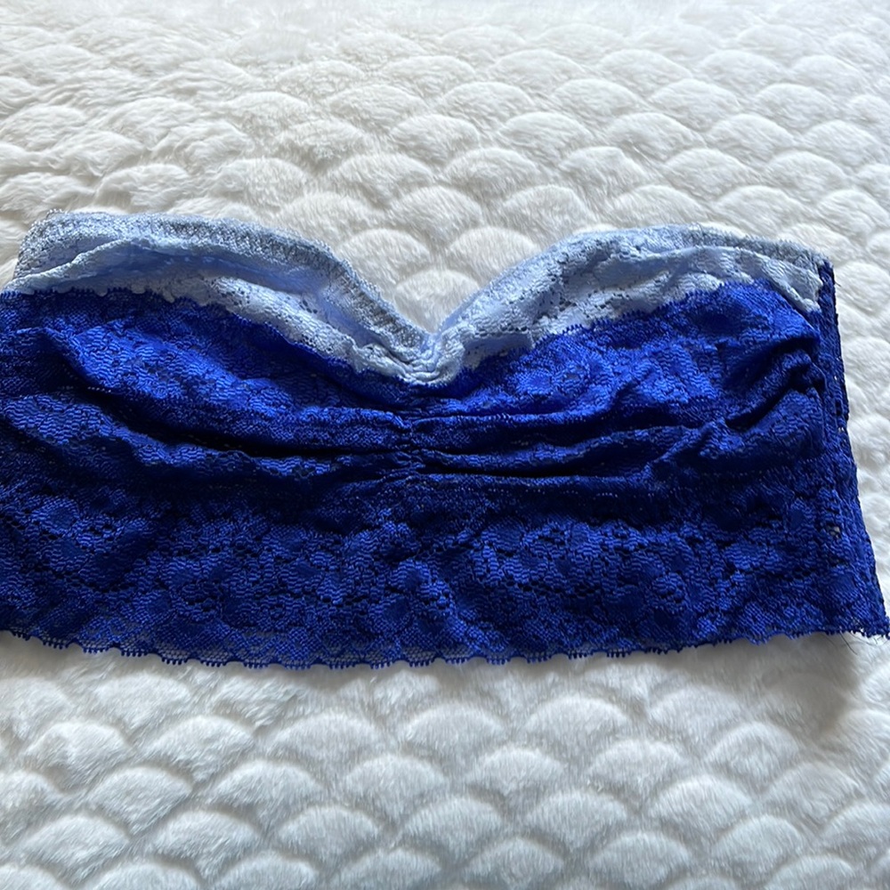 Pink ombré lace strapless bralette